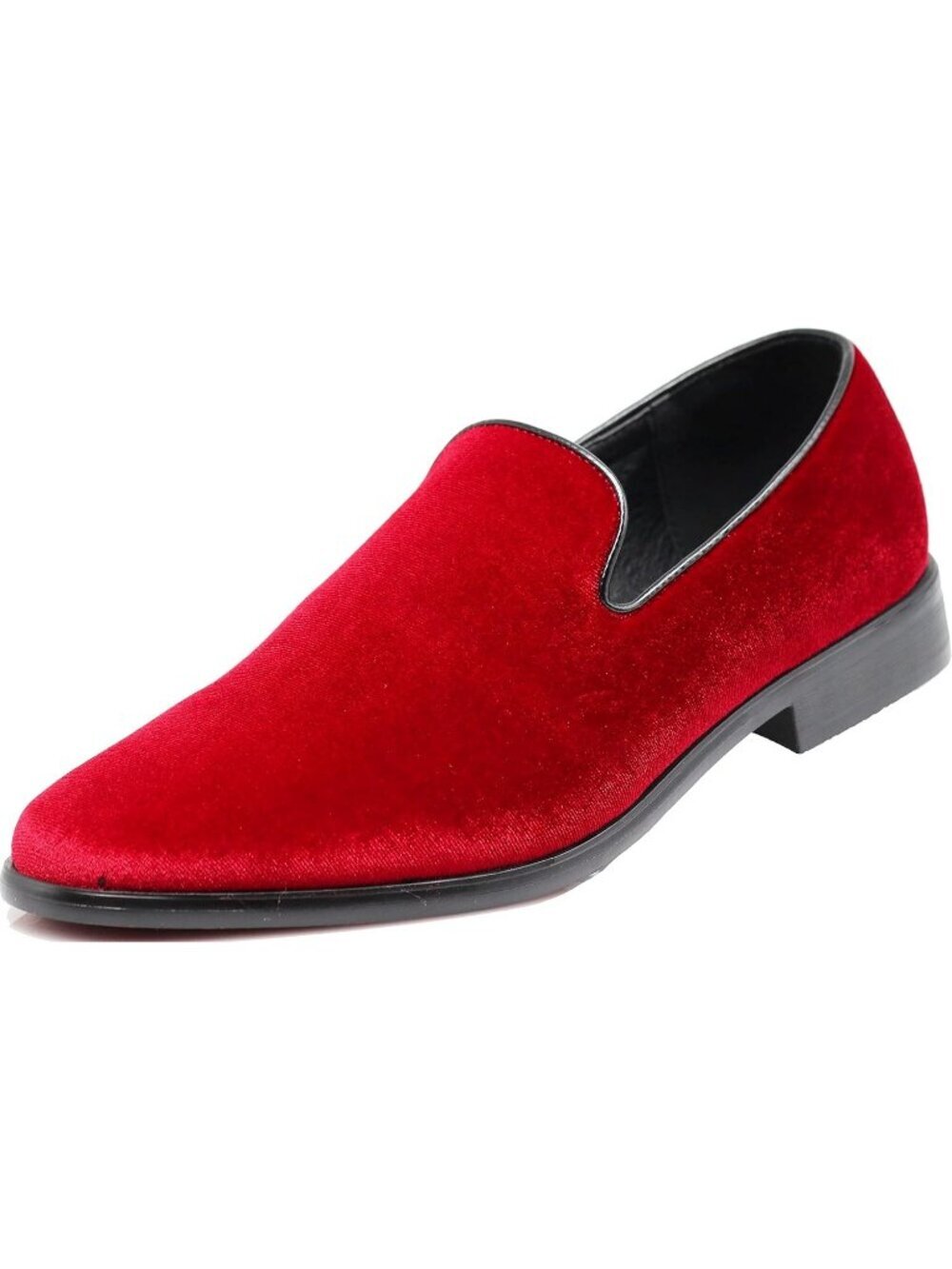 Men's Plain Red Vintage Velvet Loafers Slip On Classic Tuxedo Dress Shoes